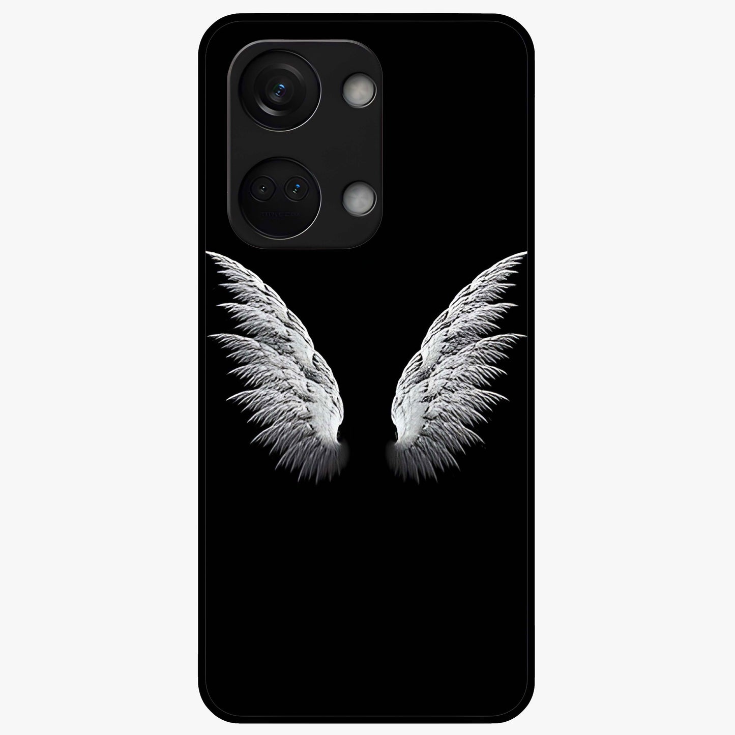 Angel Wing Grace Glass Case for 1+Nord 3 elegant front view featuring soft angel wing artwork