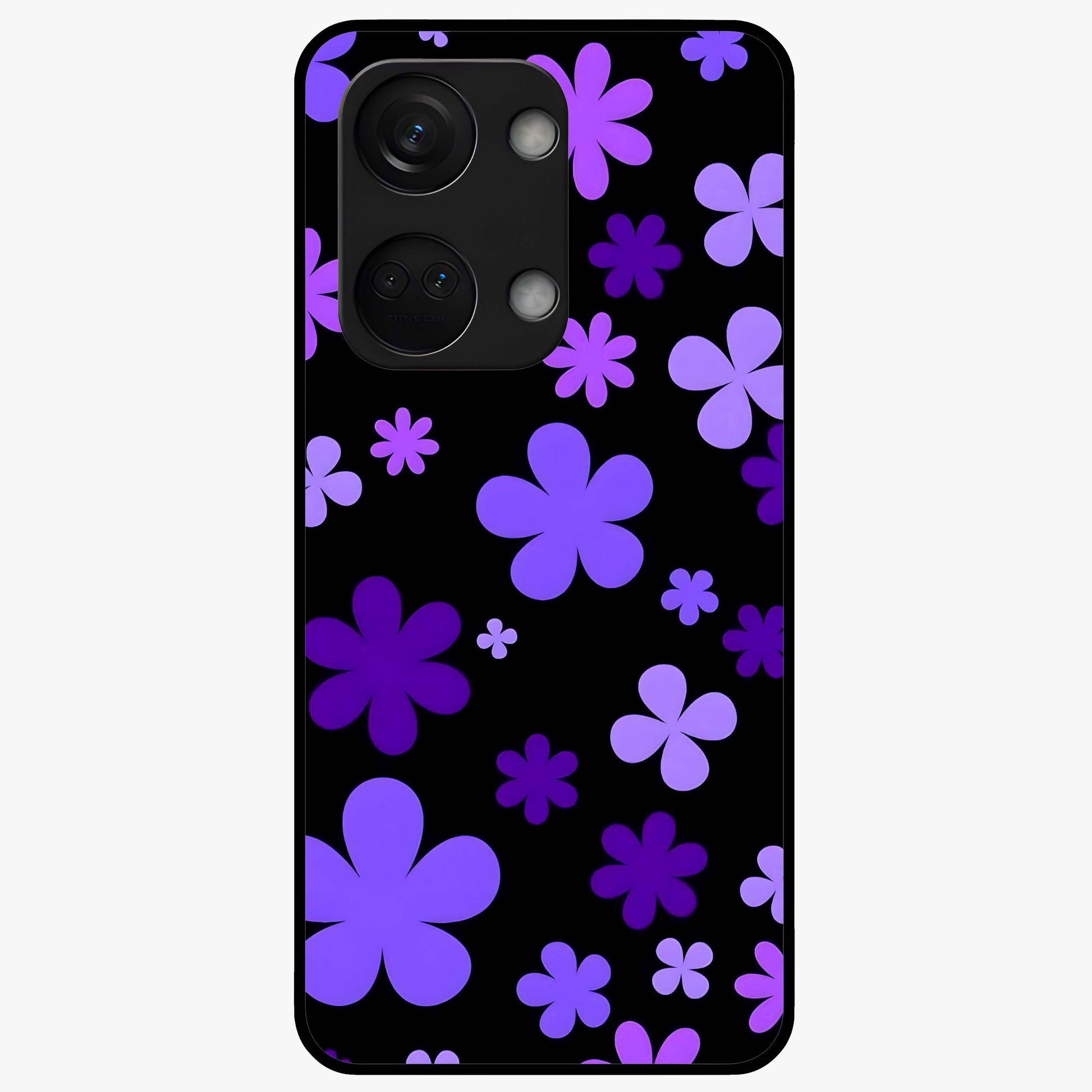 Blue Retro Pop Flowers Glass Case for 1+Nord 3 vibrant front view featuring retro floral artwork in bold blue tones