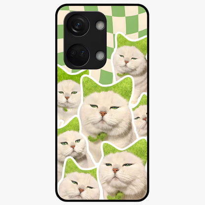 Cats Ethereal Bloom Glass Case for 1+Nord 3 artistic front view featuring cat illustration with soft floral bloom accents