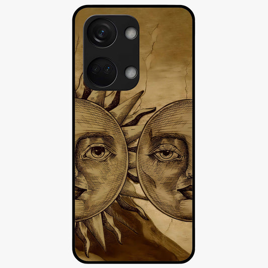 Celestial Relic Glow Glass Case for 1+Nord 3 mystical front view featuring ancient relic inspired cosmic artwork