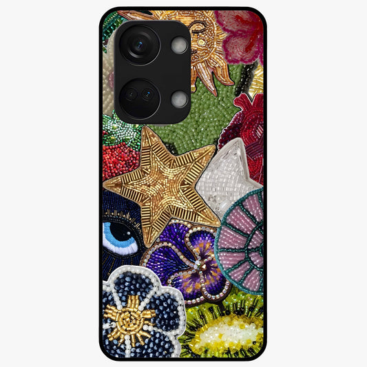 Cosmic Charm Shine Glass Case for 1+Nord 3 radiant front view featuring shimmering celestial artwork