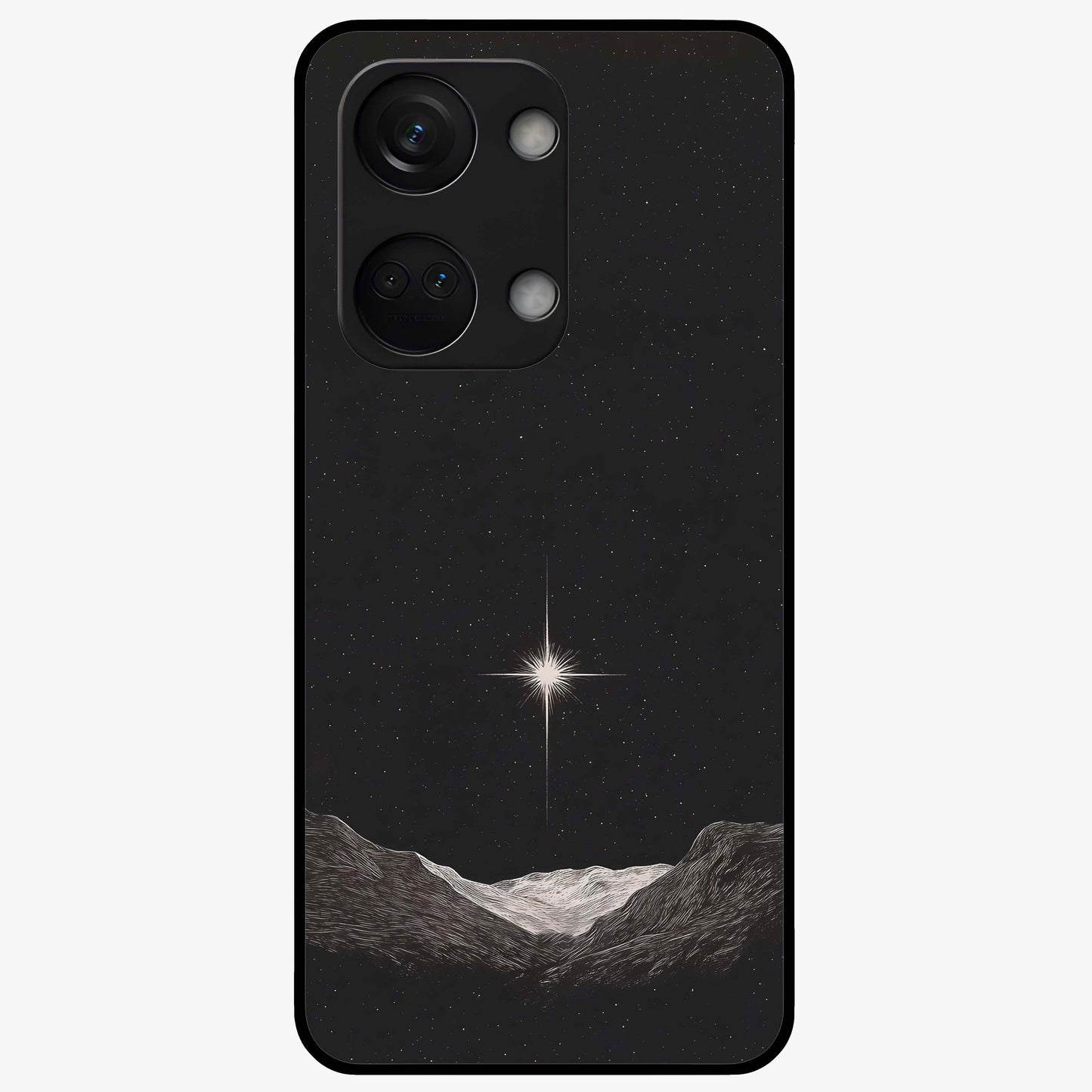 Cosmic Dream Night Glass Case for 1+Nord 3 dreamy front view featuring deep night sky artwork with glowing stars