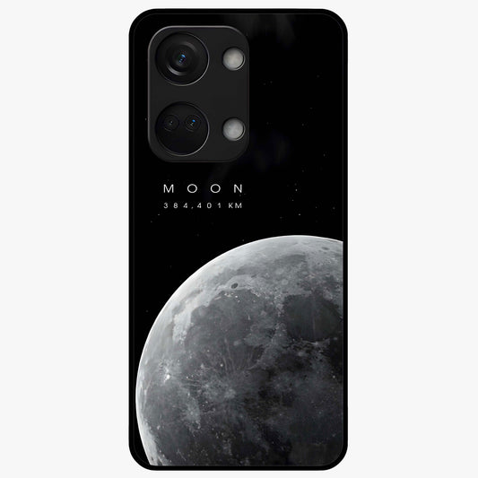 Cosmic Moon Glow Glass Case for 1+Nord 3 serene front view featuring glowing moon artwork with celestial tones