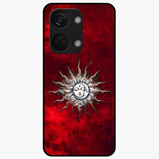 Cosmic Twin Eclipse Glass Case for 1+Nord 3 dramatic front view featuring dual eclipse artwork with deep space tones