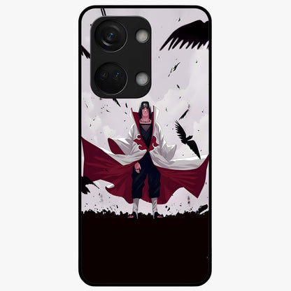 Crimson Crow Ascension Glass Case for 1+Nord 3 powerful front view featuring crow artwork with dark crimson background