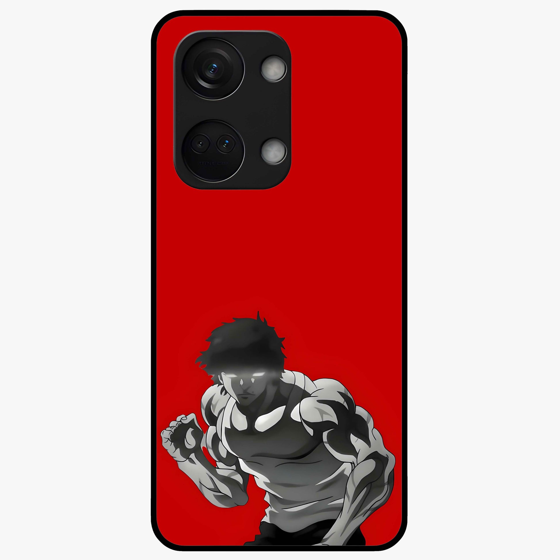 Crimson Power Rush Glass Case for 1+Nord 3 bold front view featuring dynamic red abstract motion artwork