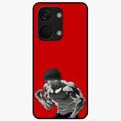 Crimson Power Rush Glass Case for 1+Nord 3 bold front view featuring dynamic red abstract motion artwork