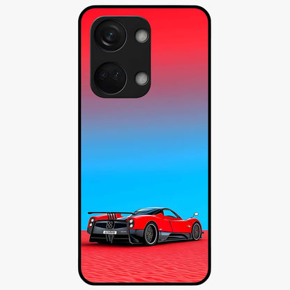 Crimson Speed Mirage Glass Case for 1+Nord 3 sleek front view featuring racing inspired red motion artwork