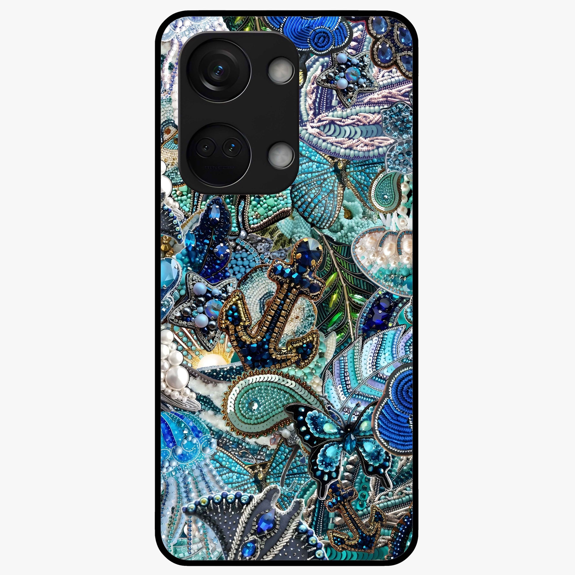 Crystal Ocean Magic Glass Case for 1+Nord 3 vibrant front view featuring sparkling ocean inspired artwork