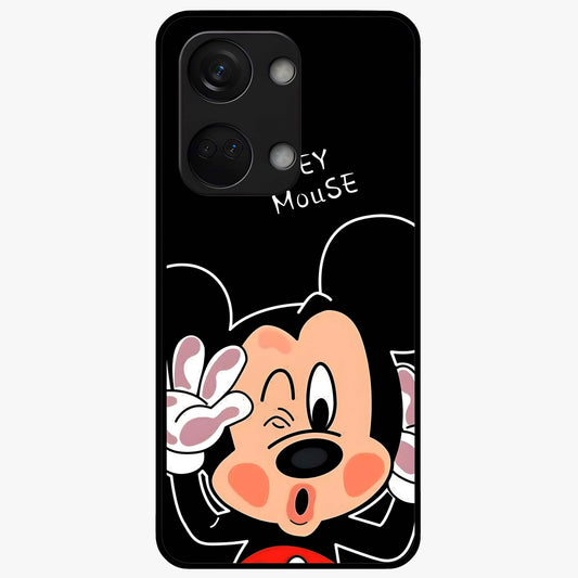 Cute Mickey Love Glass Case for 1+Nord 3 adorable front view featuring playful cartoon love themed artwork