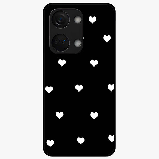 Cute Simple White Hearts Glass Case for 1+Nord 3 powerful front view featuring dark ascension themed artwork