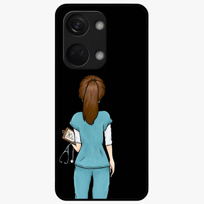 Doctor Pattern Custom Name Glass Case for 1+Nord 3 professional front view featuring medical themed artwork with personalized name design