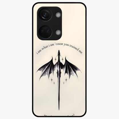 Dragon Quote Art Glass Case for 1+Nord 3 bold front view featuring dragon illustration with motivational quote artwork