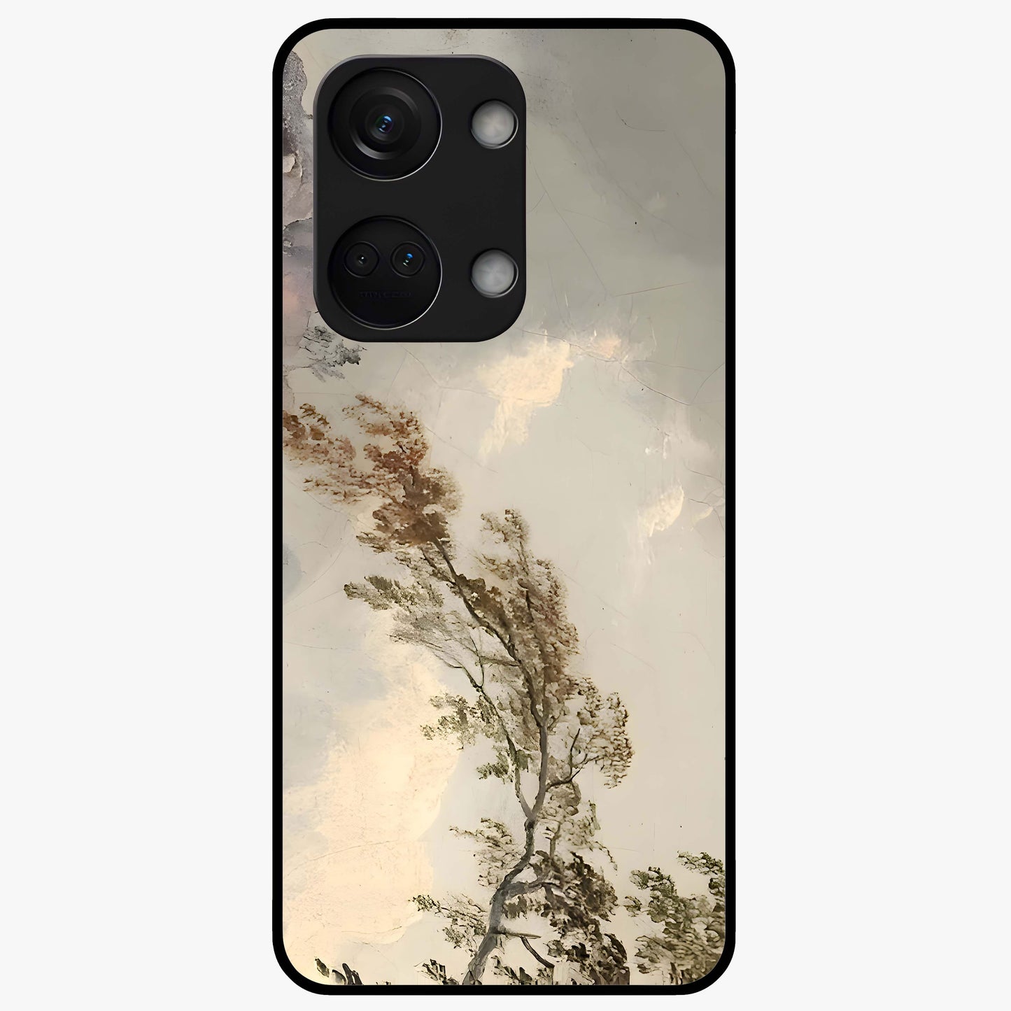 Dreamlike Wind Field Glass Case for 1+Nord 3 serene front view featuring flowing meadow artwork with soft wind inspired tones