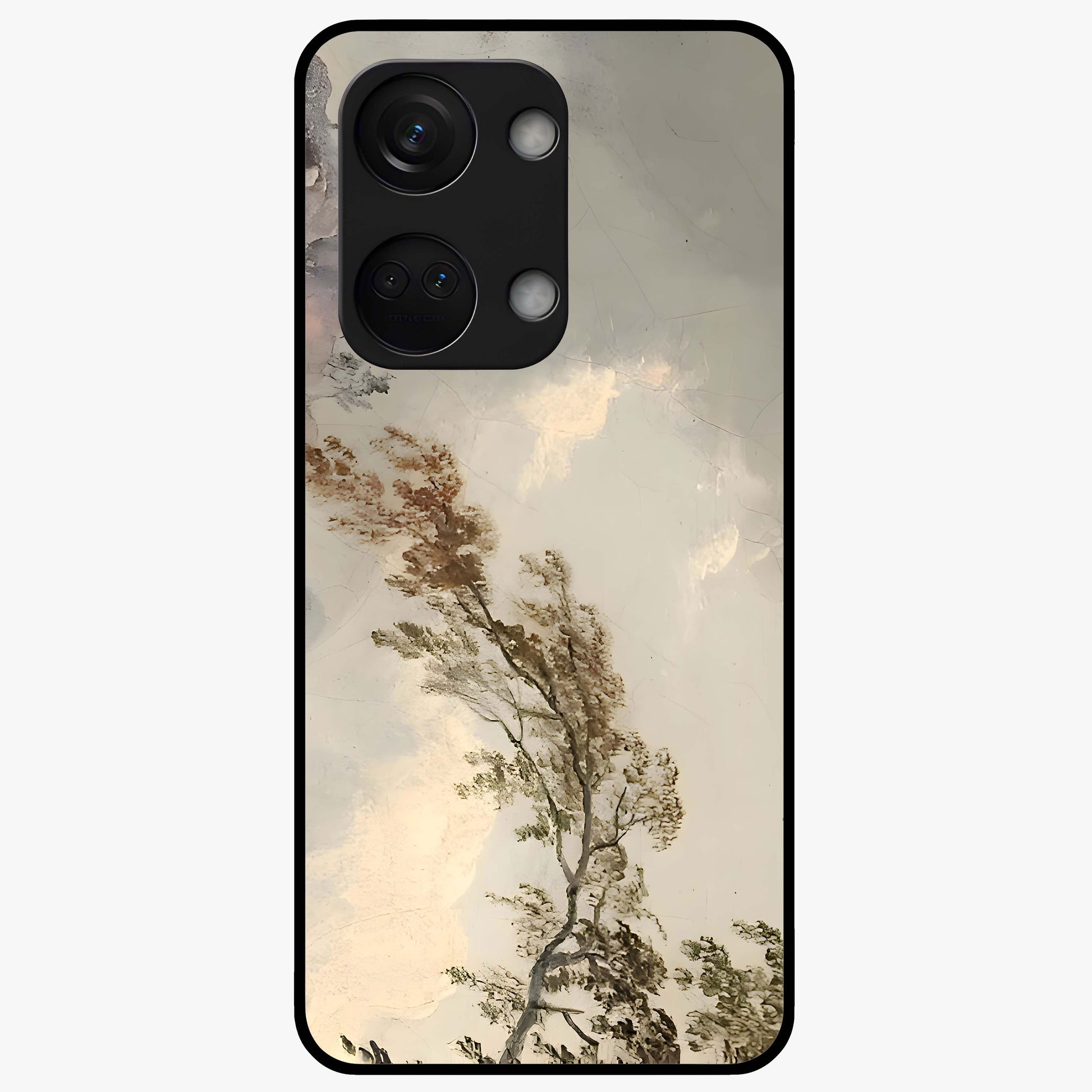 Dreamlike Wind Field Glass Case for 1+Nord 3 serene front view featuring flowing meadow artwork with soft wind inspired tones