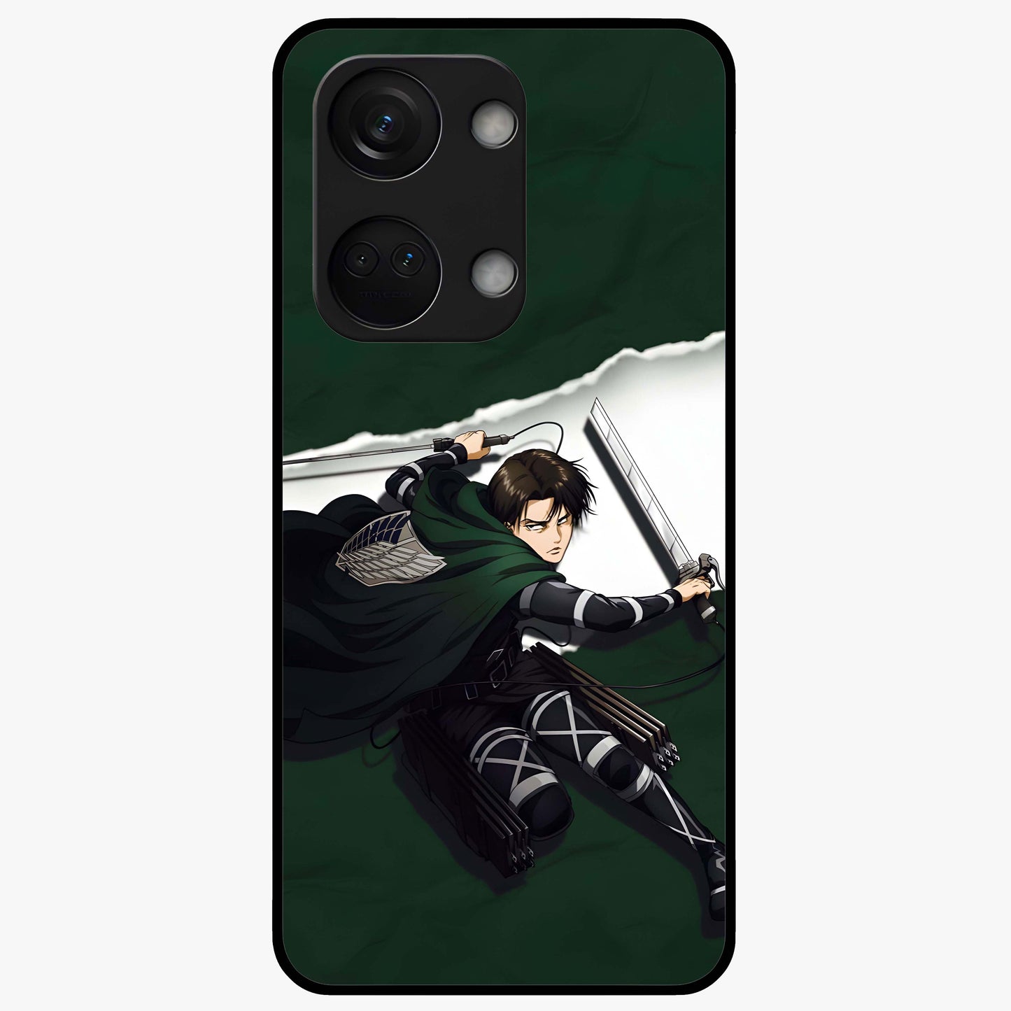 Emerald War Vanguard Glass Case for 1+Nord 3 striking front view featuring warrior inspired artwork in emerald tones