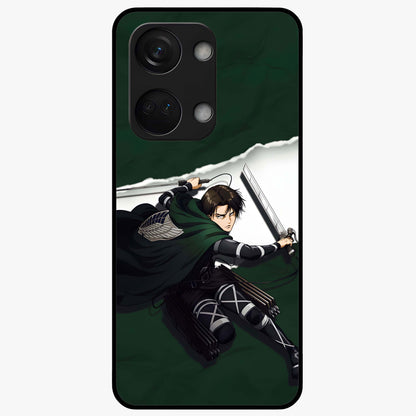 Emerald War Vanguard Glass Case for 1+Nord 3 striking front view featuring warrior inspired artwork in emerald tones