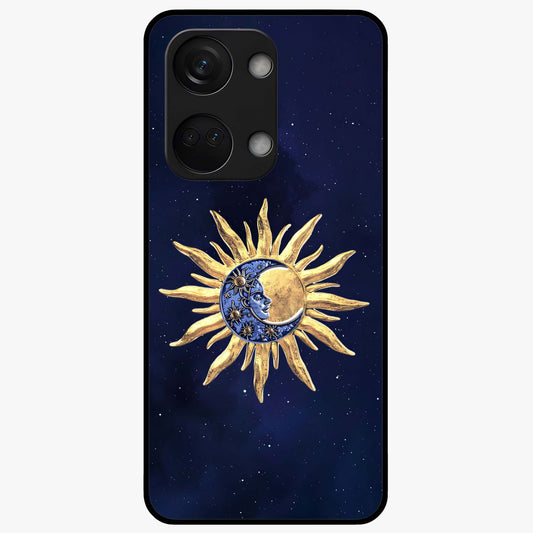 Eternal Cosmic Balance Glass Case for 1+Nord 3 artistic front view featuring symmetrical cosmic artwork