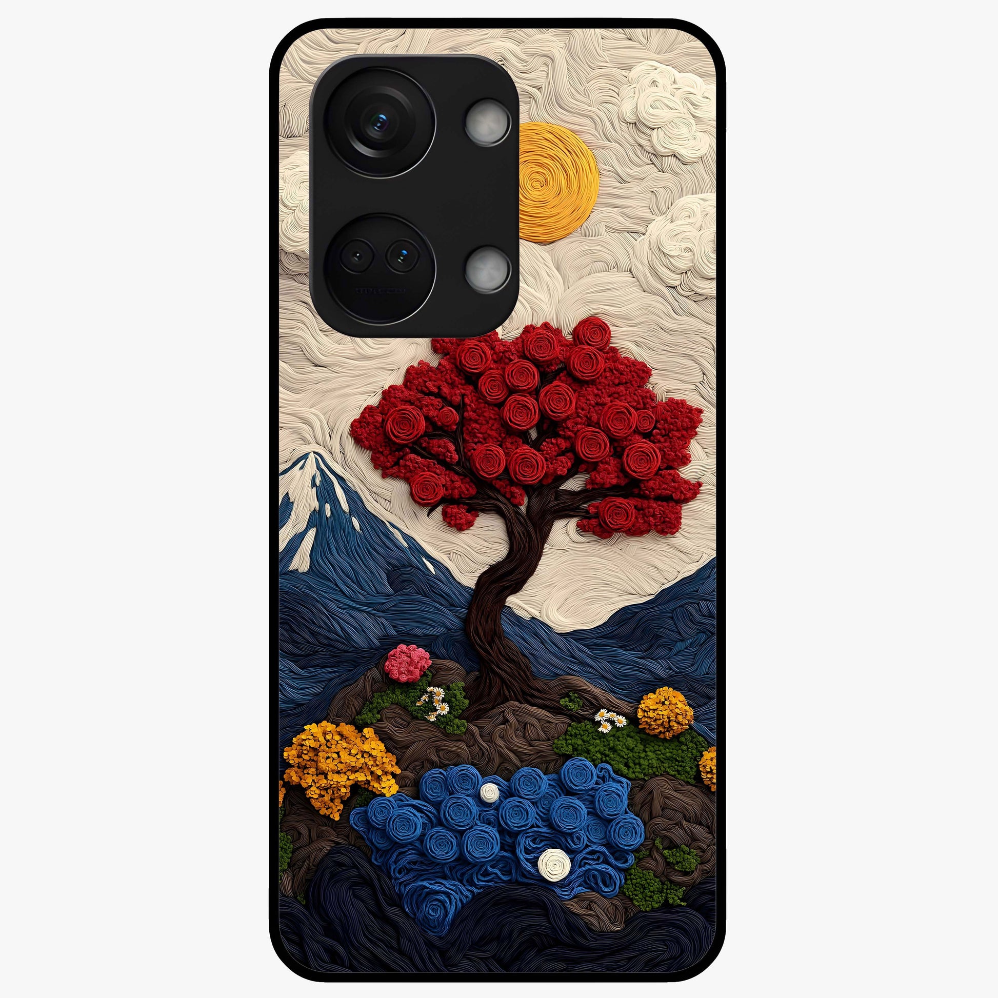 Eternal Nature Tapestry Glass Case for 1+Nord 3 elegant front view featuring intricate nature tapestry artwork