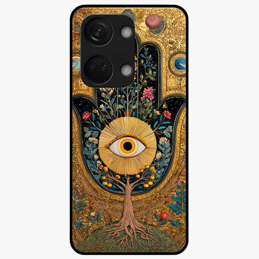 Ethereal Evil Eye Glass Case for 1+Nord 3 mystical front view featuring soft glowing evil eye artwork