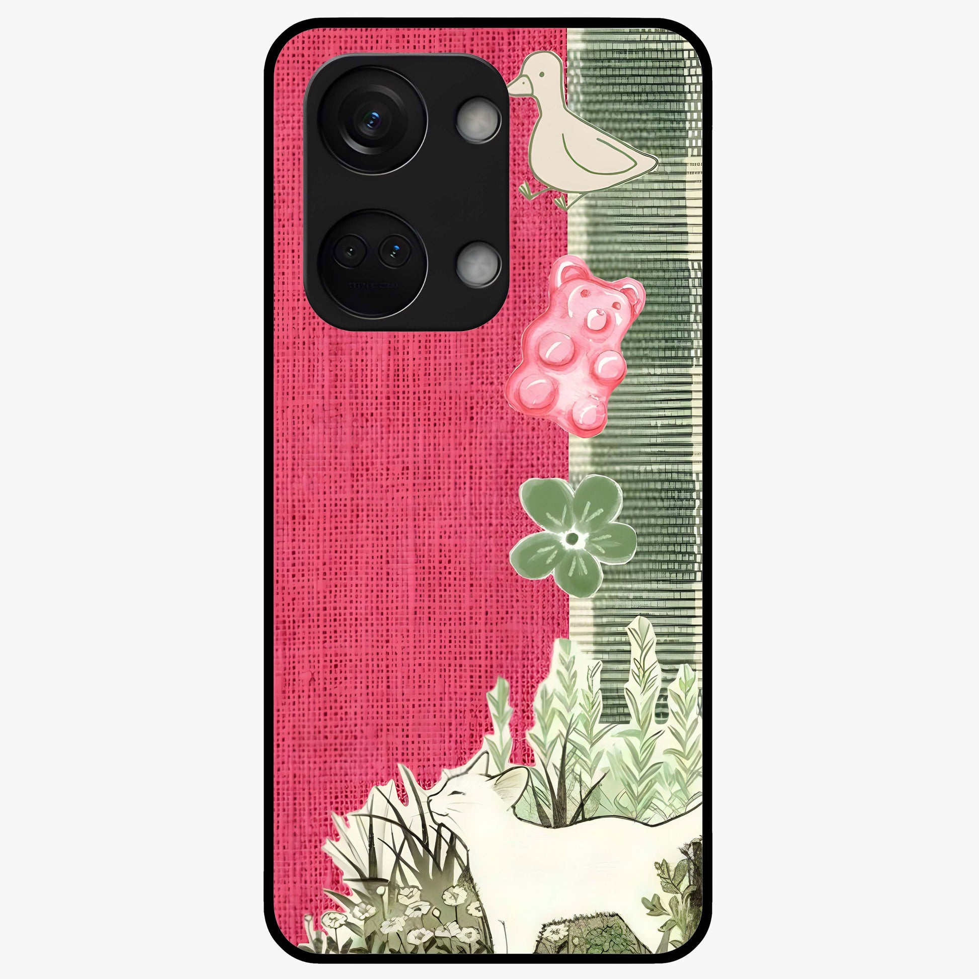 Fabric Patterns Glass Case for 1+Nord 3 stylish front view featuring textile inspired pattern artwork