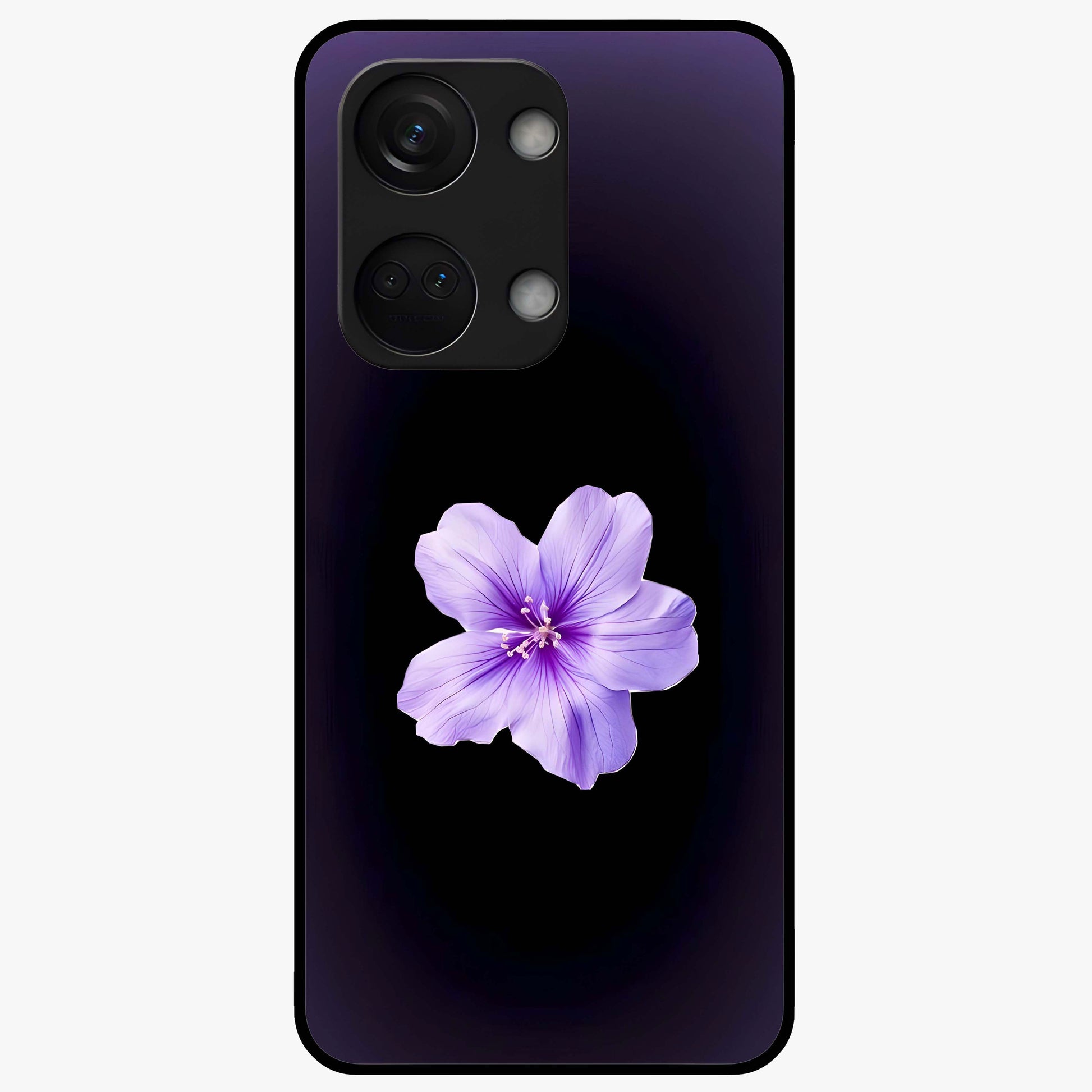 Flower on Soft Violet Gradient Glass Case for 1+Nord 3 elegant front view featuring floral artwork over smooth violet gradient