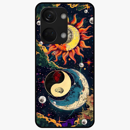 Future Universe Glass Case for 1+Nord 3 futuristic front view featuring cosmic inspired abstract artwork