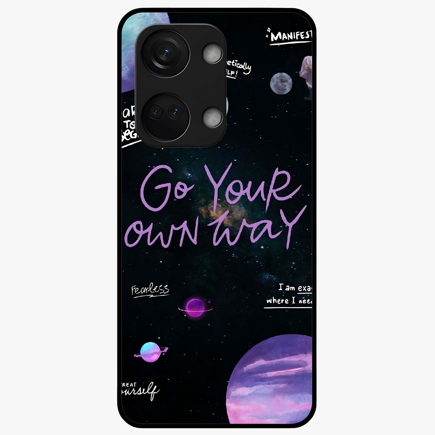 Galactic Vibes Universe Glass Case for 1+Nord 3 vibrant front view featuring universe inspired artistic artwork