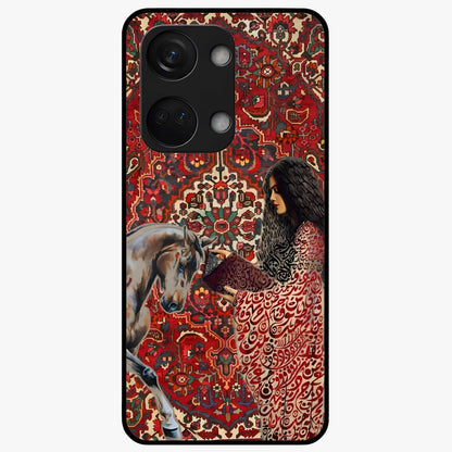 Girl With Horse Glass Case for 1+Nord 3 elegant front view featuring artistic illustration of girl and horse