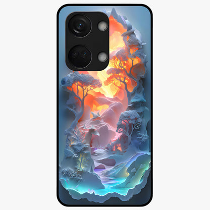 Glow Forest Portal Glass Case for 1+Nord 3 mystical front view featuring glowing forest gateway artwork