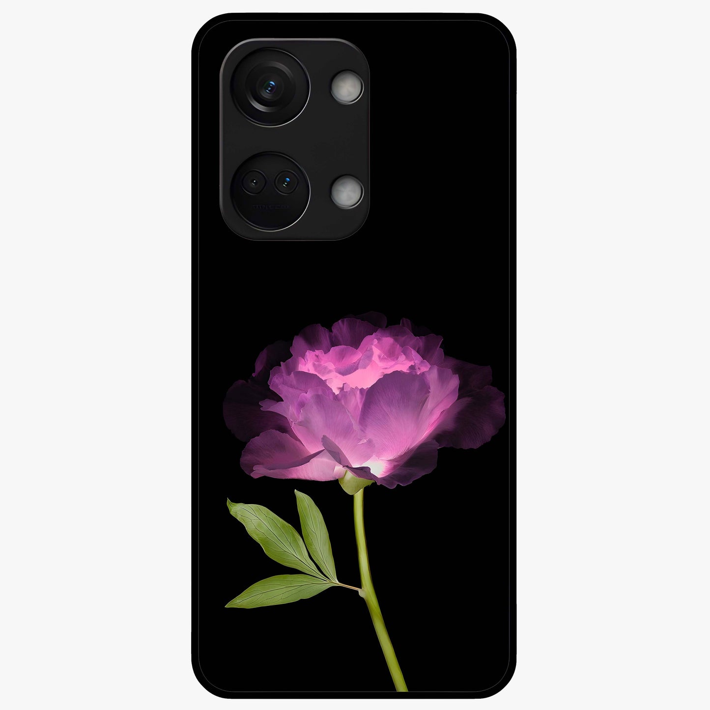 Glow Petal Bloom Glass Case for 1+Nord 3 radiant front view featuring luminous floral artwork