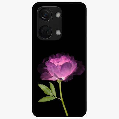 Glow Petal Bloom Glass Case for 1+Nord 3 radiant front view featuring luminous floral artwork