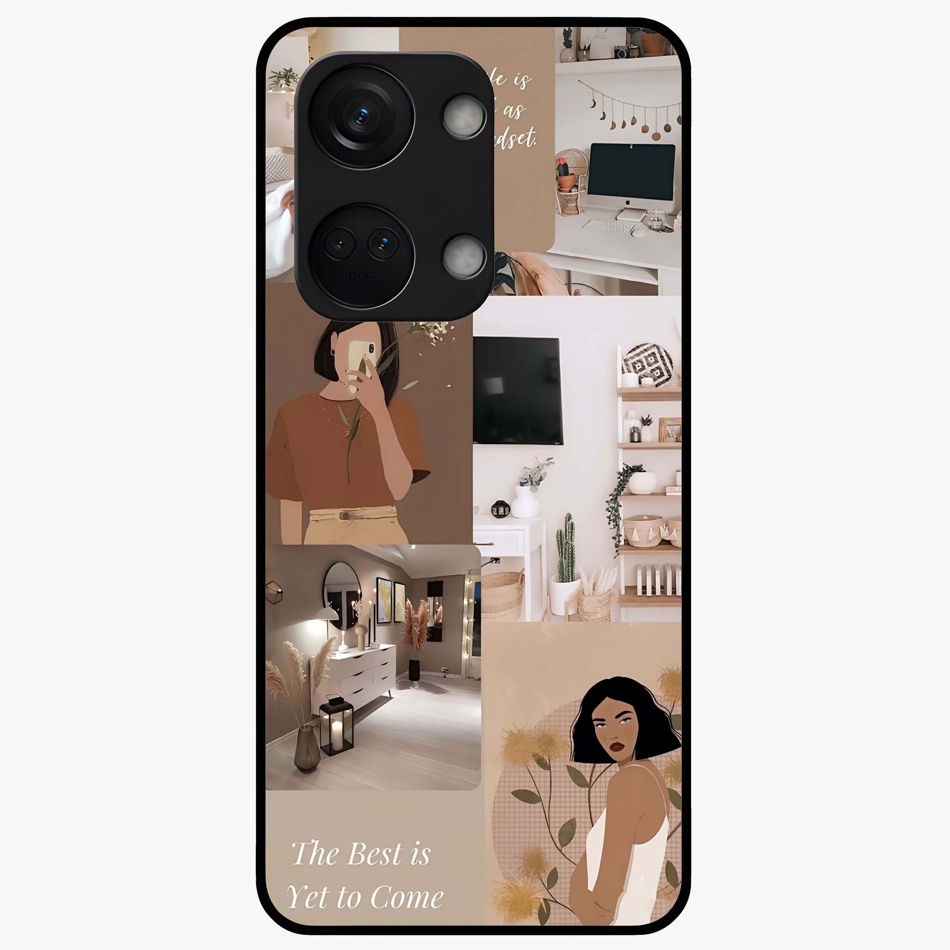 Golden Mind Moment Glass Case for 1+Nord 3 artistic front view featuring abstract golden inspired artwork