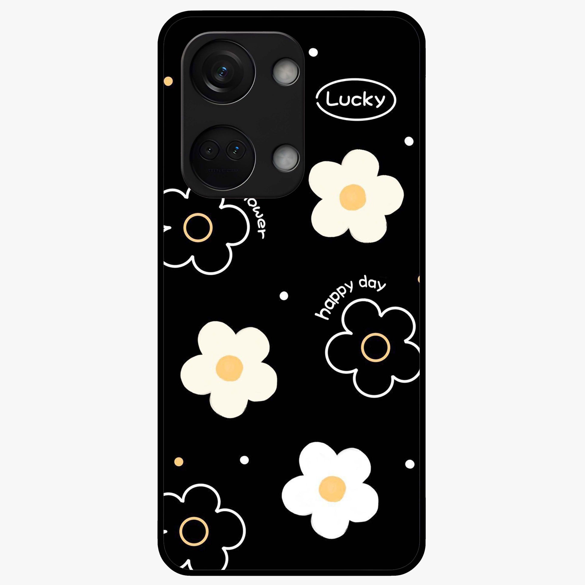 Happy Day Daisy Glass Case for 1+Nord 3 cheerful front view featuring bright daisy floral artwork