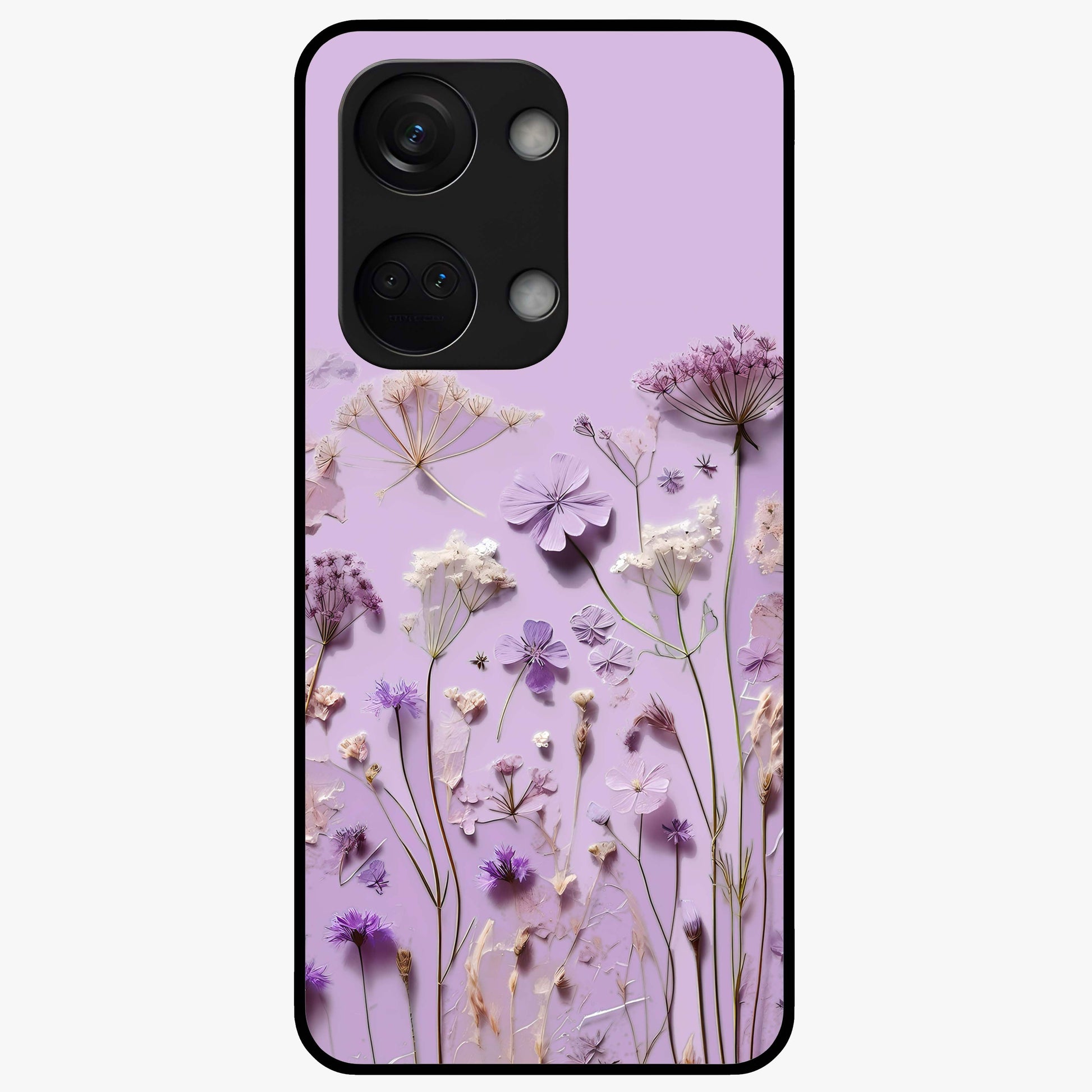 Lavender Blossom Dream Glass Case for 1+Nord 3 soft front view featuring delicate lavender floral artwork