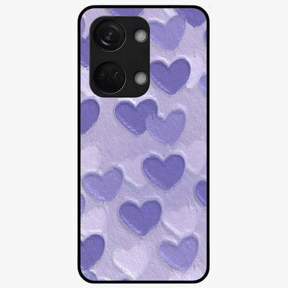 Lavender Paper Hearts Glass Case for 1+Nord 3 cute front view featuring layered heart artwork in soft lavender tones