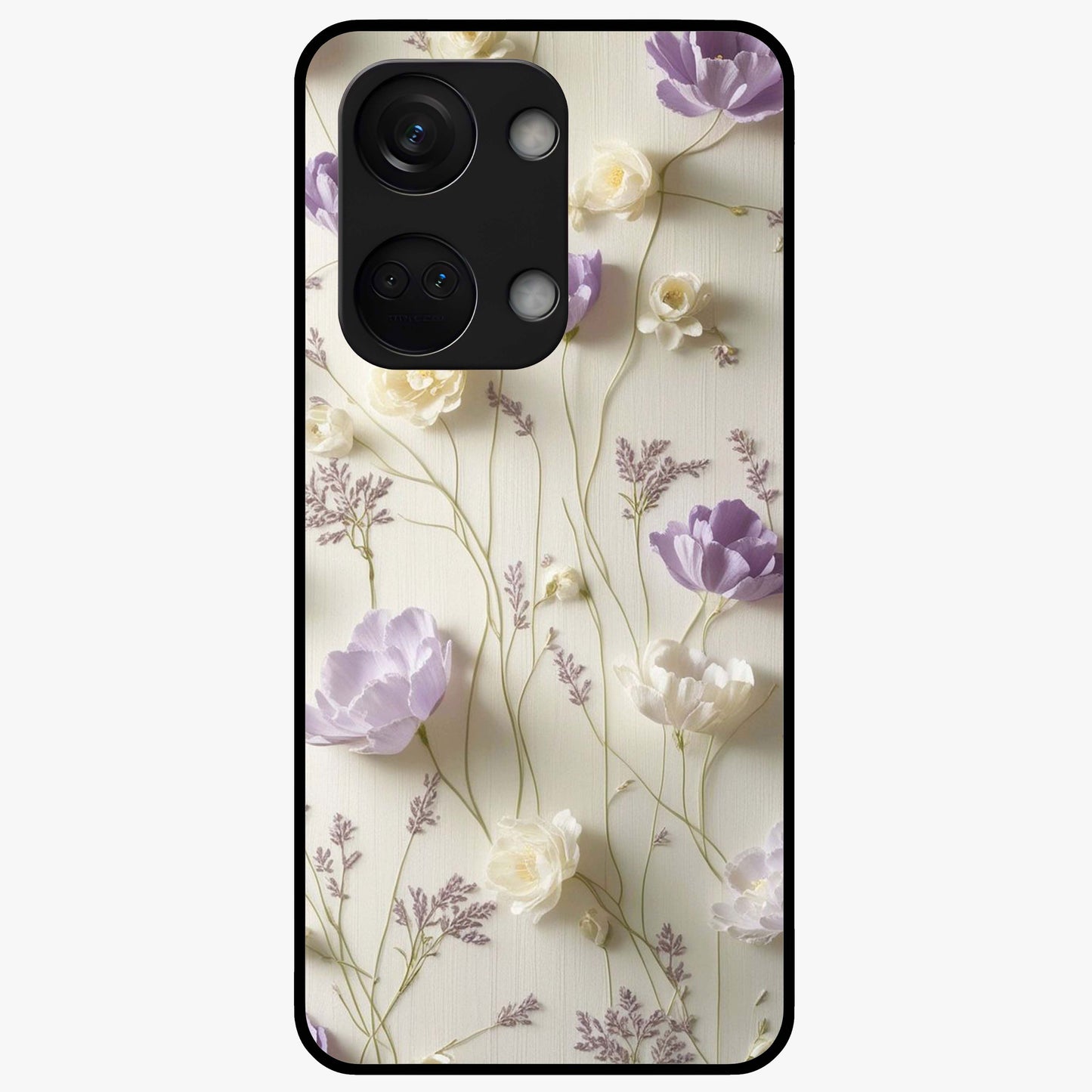 Lilac Breeze Harmony Glass Case for 1+Nord 3 soft front view featuring gentle lilac inspired artwork
