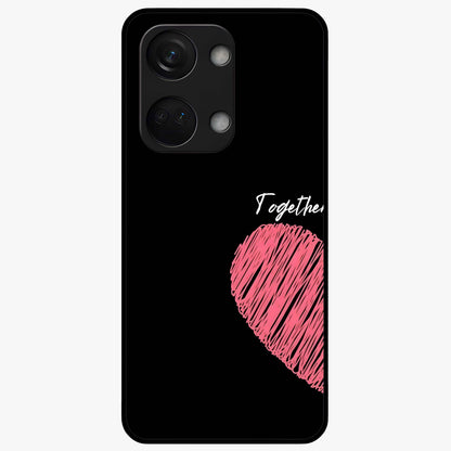 Love Forever Together Left Glass Case for 1+Nord 3 romantic front view featuring couple themed artwork