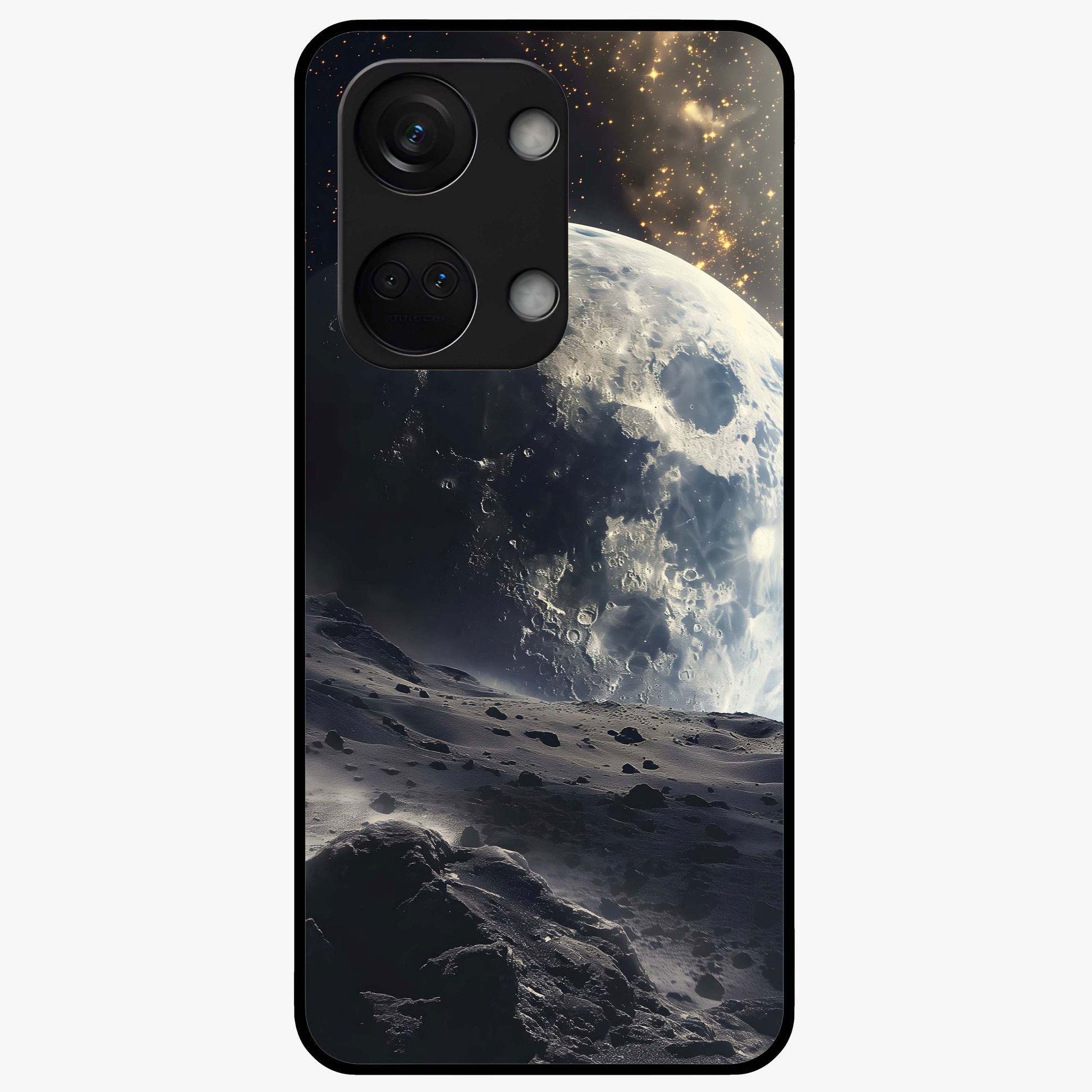Lunar Horizon Glow Glass Case for 1+Nord 3 serene front view featuring moonlit horizon artwork