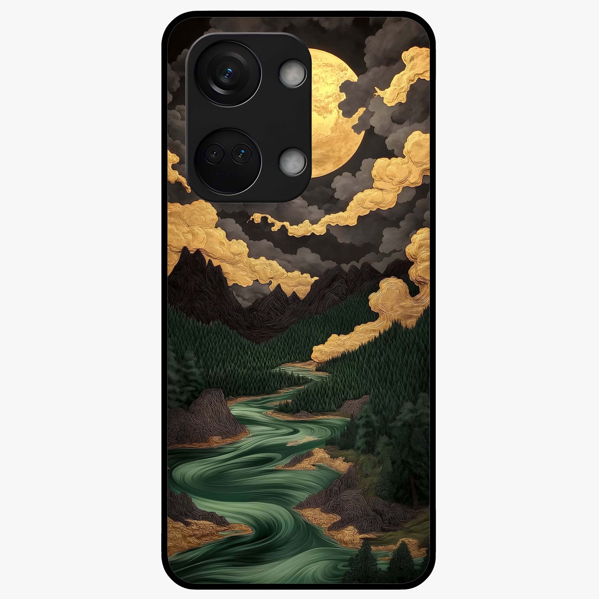 Lunar Silk Garden Glass Case for 1+Nord 3 elegant front view featuring floral artwork with soft lunar tones