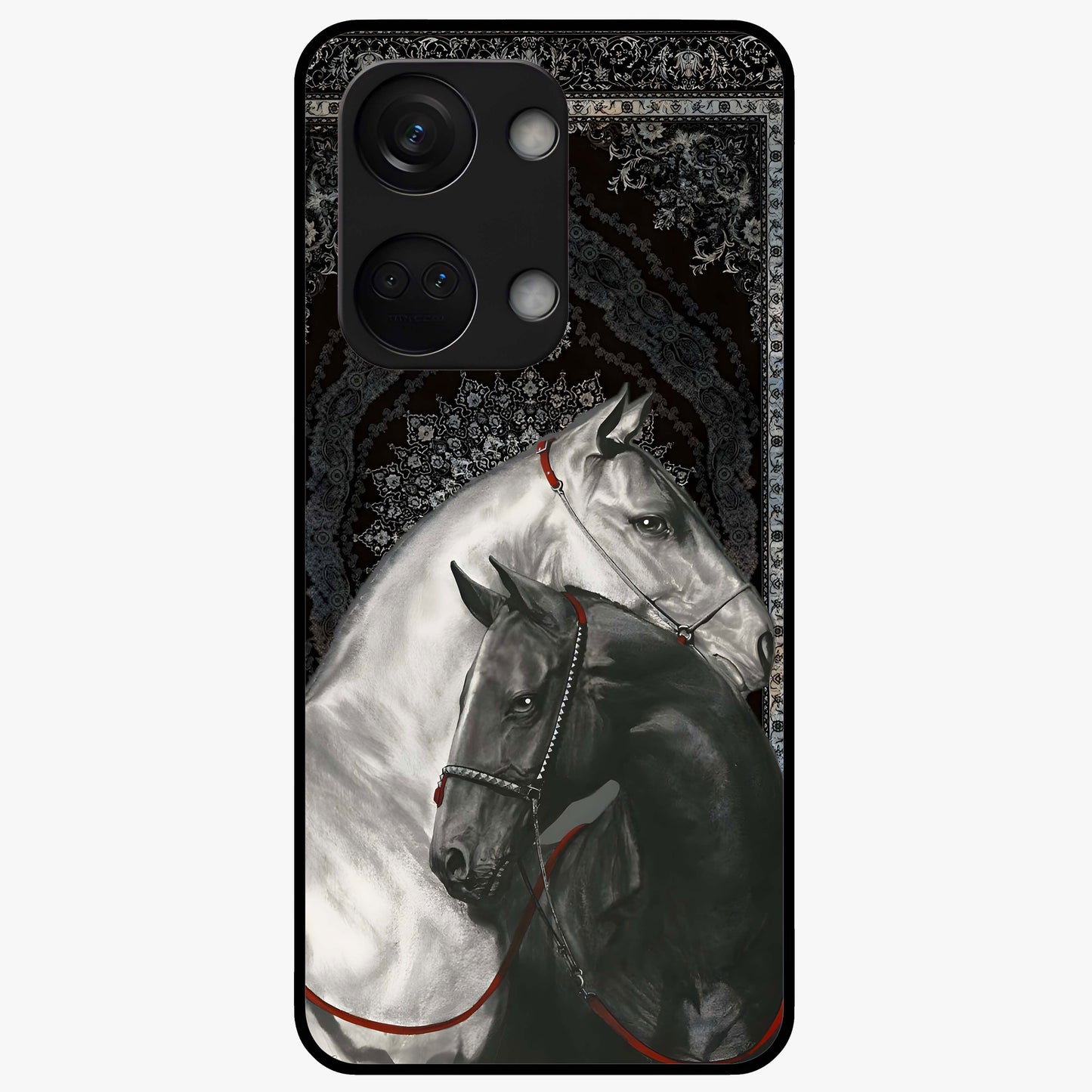 Majestic Ride Legacy Glass Case for 1+Nord 3 bold front view featuring dynamic ride inspired artwork