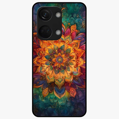 Mandala Vibrants Glass Case for 1+Nord 3 artistic front view featuring colorful mandala pattern artwork