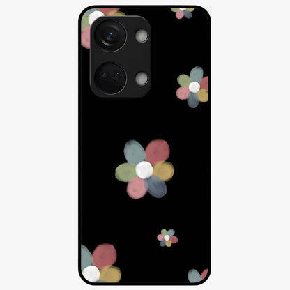 Minimal Floral Charm Glass Case for 1+Nord 3 clean front view featuring simple floral artwork with elegant detailing
