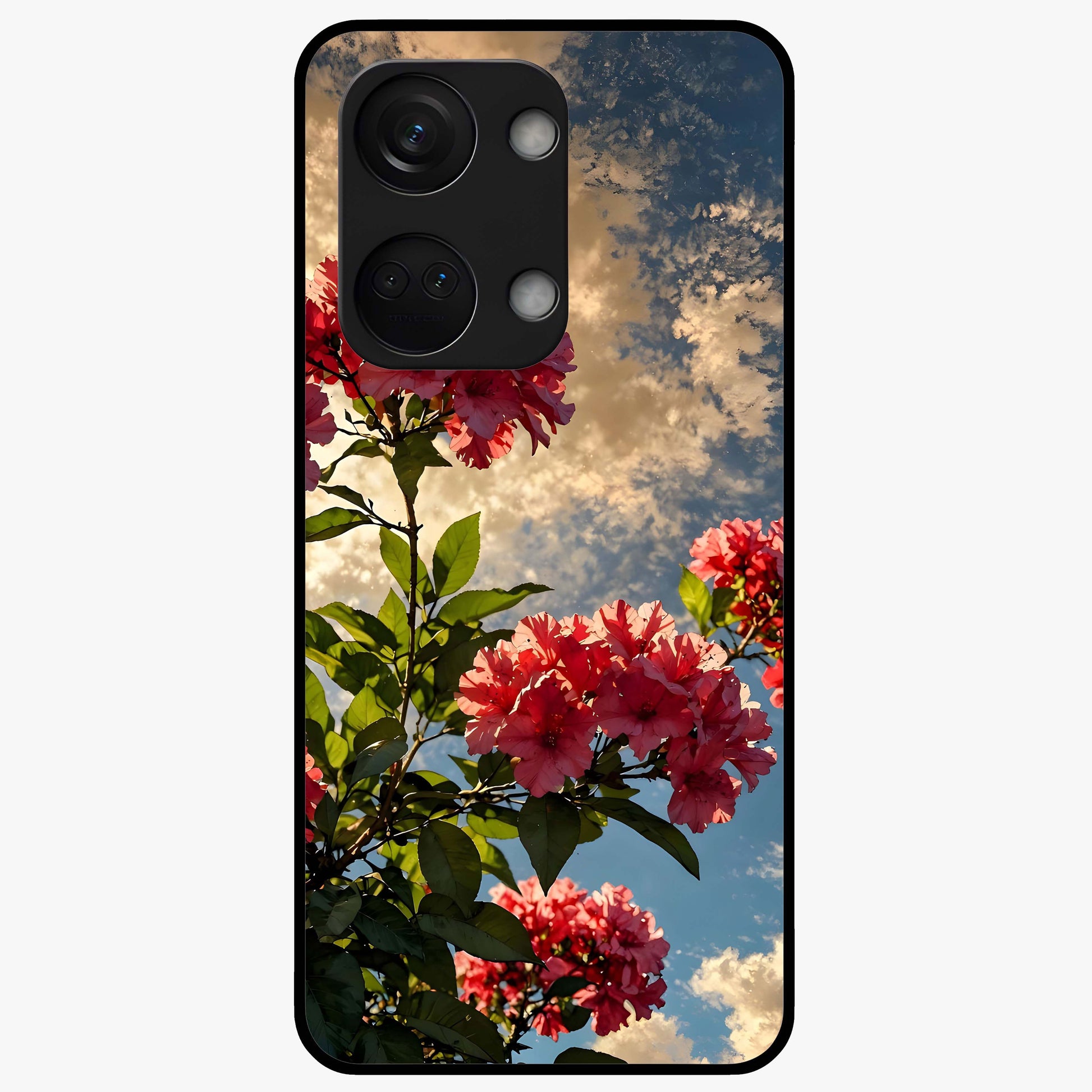 Moonlit Blossom Charm Glass Case for 1+Nord 3 elegant front view featuring floral artwork under soft moonlight tones