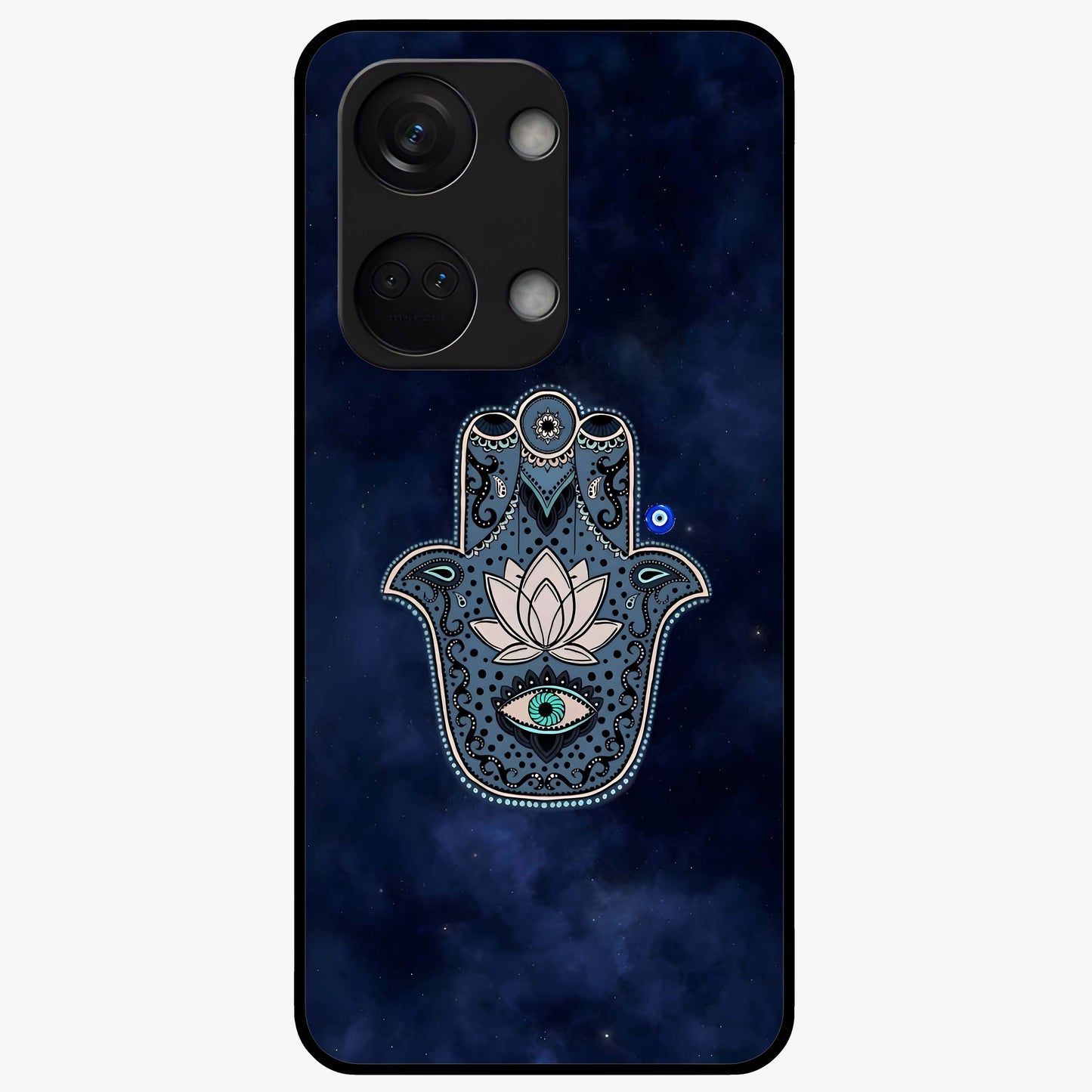 Mystic Calm Shield Glass Case for 1+Nord 3 serene front view featuring symbolic shield artwork in calming tones