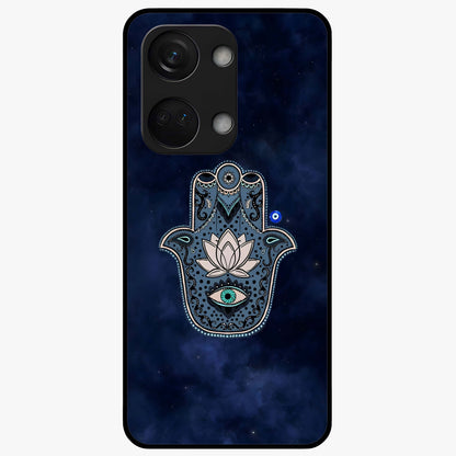 Mystic Calm Shield Glass Case for 1+Nord 3 serene front view featuring symbolic shield artwork in calming tones