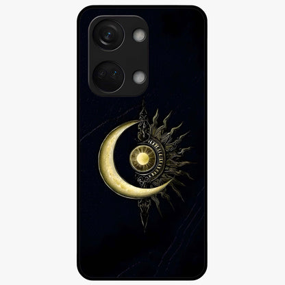 Mystic Lunar Flame Glass Case for 1+Nord 3 striking front view featuring moon and flame inspired artwork