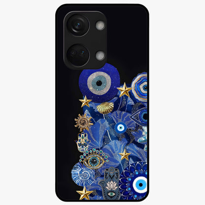 Mystic Ocean Eye Glass Case for 1+Nord 3 vibrant front view featuring ocean inspired eye artwork in blue tones