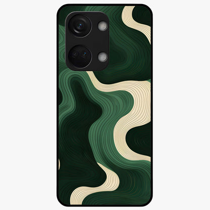 Organic Swirl Design Glass Case for 1+Nord 3 modern front view featuring flowing abstract swirl artwork