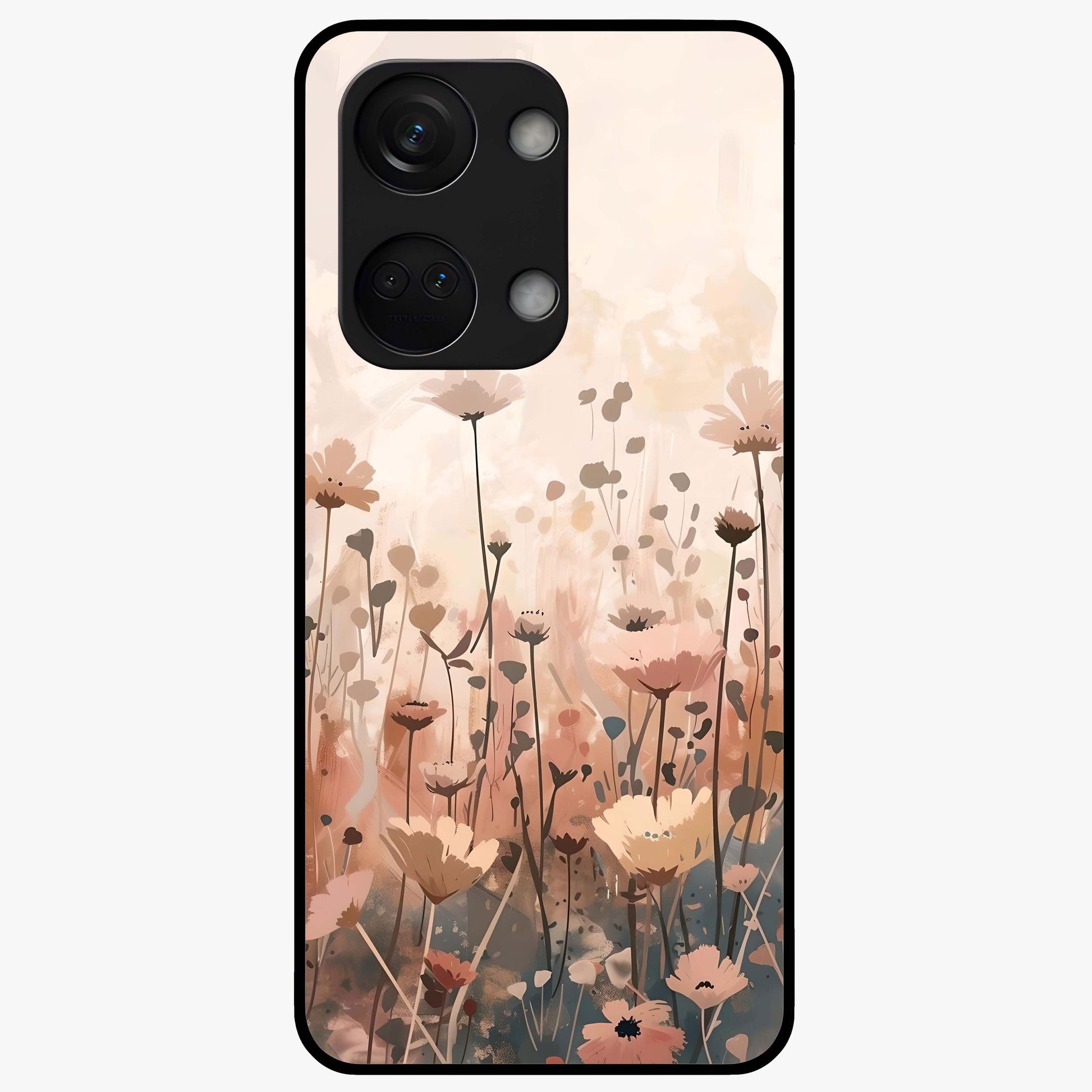Pastel Wildflowers Glass Case for 1+Nord 3 cheerful front view featuring colorful wildflower artwork in pastel tones